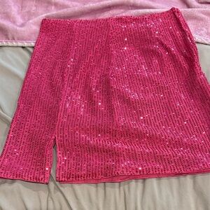 Women's Hot Pink Sequin Mini Skirt - Brand Unspecified